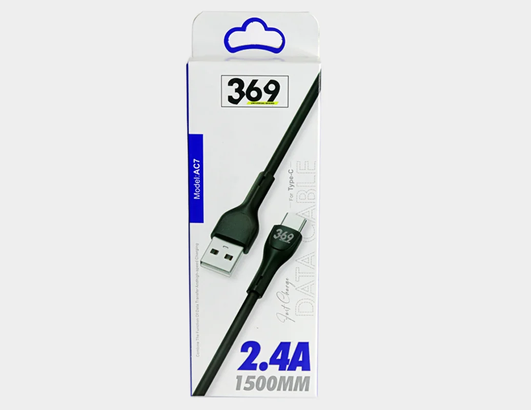 کابل تبدیل USB به USB-C برند 369 مدل AC7 طول 1 متر
